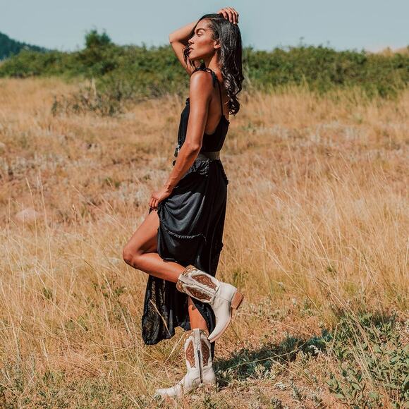 Freebird Butterfly Leather Cowboy Boots - Size 7 - White - Picture 2 of 6